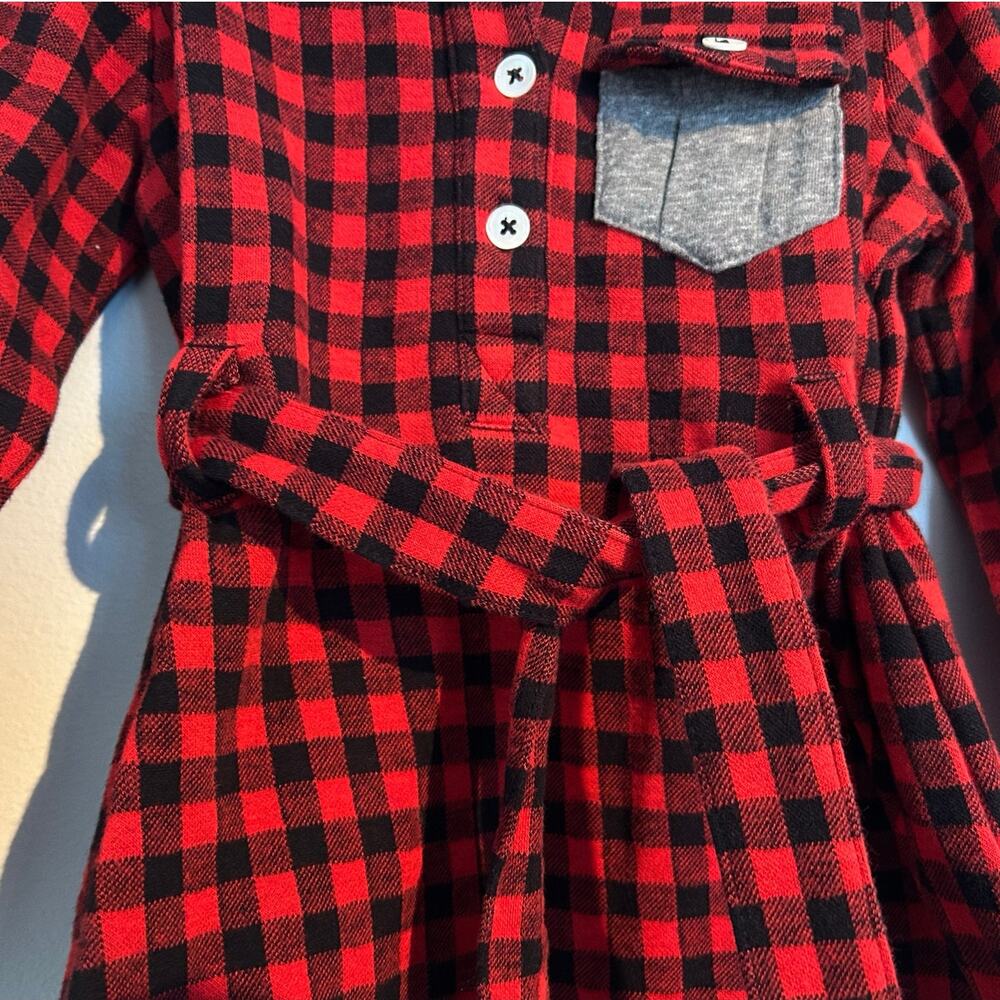 Miki Miette Buffalo Plaid Shirt Dress – Red/Black – 18M - Picture 2 of 7